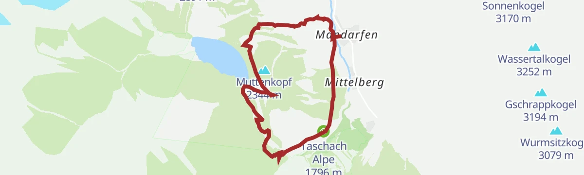 Route map: Rundwanderung Taschach Alm 1796m - Riffelseehütte 2293 m – Hirschtal